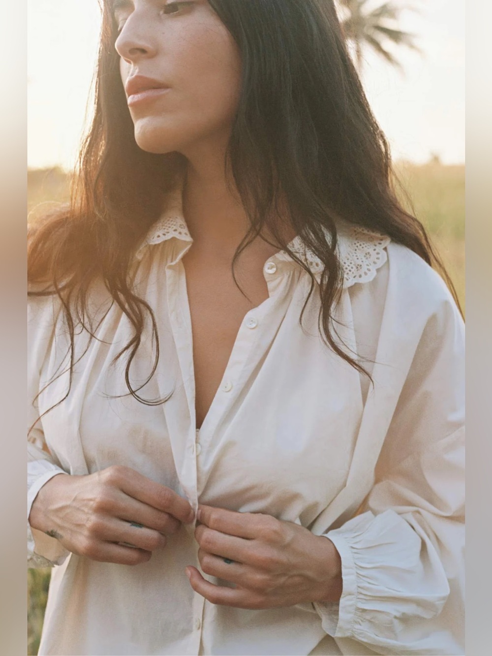 NWT Christy Dawn The Ghita Blouse in Pearl Cream Color Size S